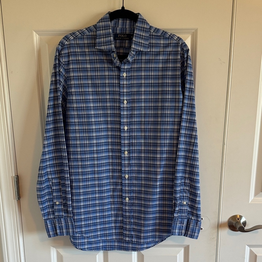 Polo by Ralph Lauren Men's Blue Checkered Shirt Size medium